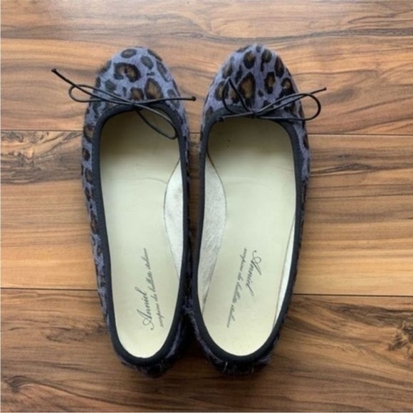 Anniel purple calf animal print ballet flats 8 - Picture 1 of 8